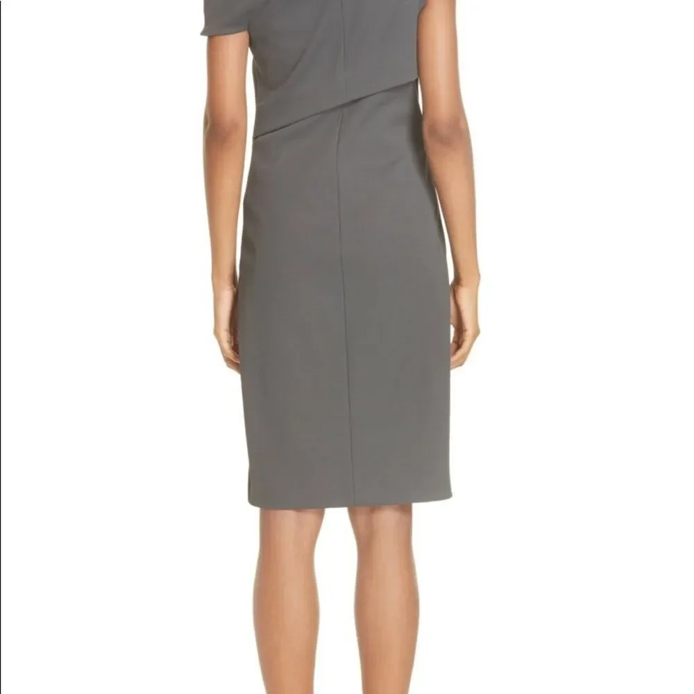Helmet Lang Gray Twist Neck Ribbed Dress Large NWT - Picture 11 of 13